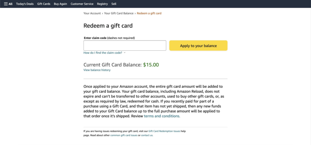 Amazon Redeem